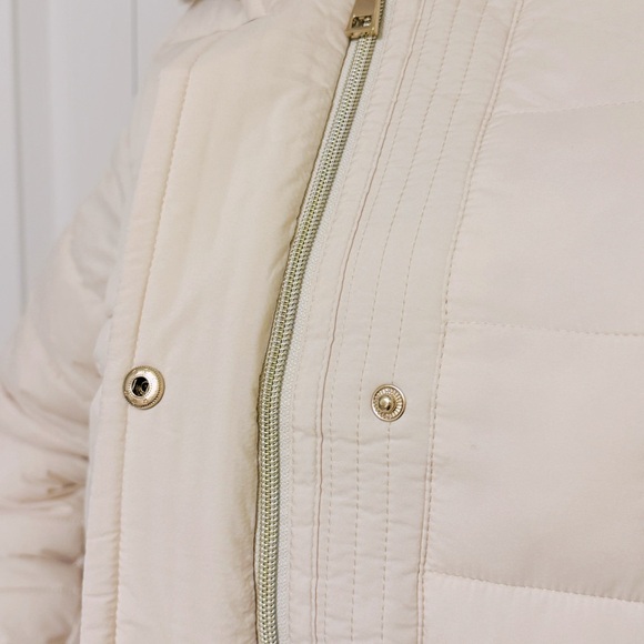 White House Black Market Peplum Puffer Cream Ivory White Jacket WHBM Sz Small - Picture 7 of 11